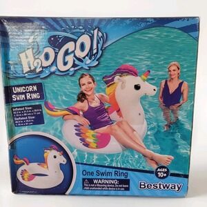 Bestway H2O Go! Rainbow Unicorn Pool Swim Ring Float Floaty Brand New